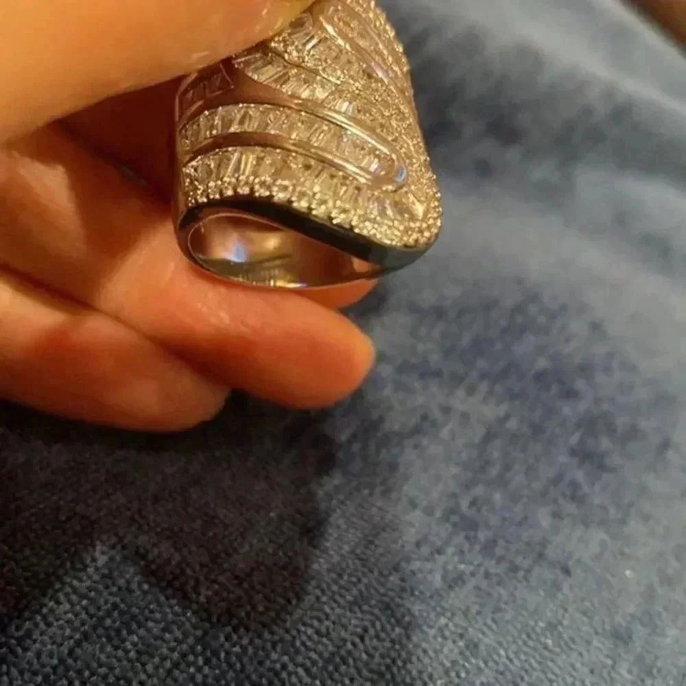 Natural Gemstones  Zircon Stamped S925 Silver Color Rings NEW
